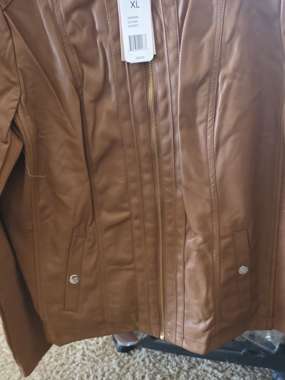 Philosophy Cognac Brown Faux Leather Moto Jacket - Picture 3 of 6